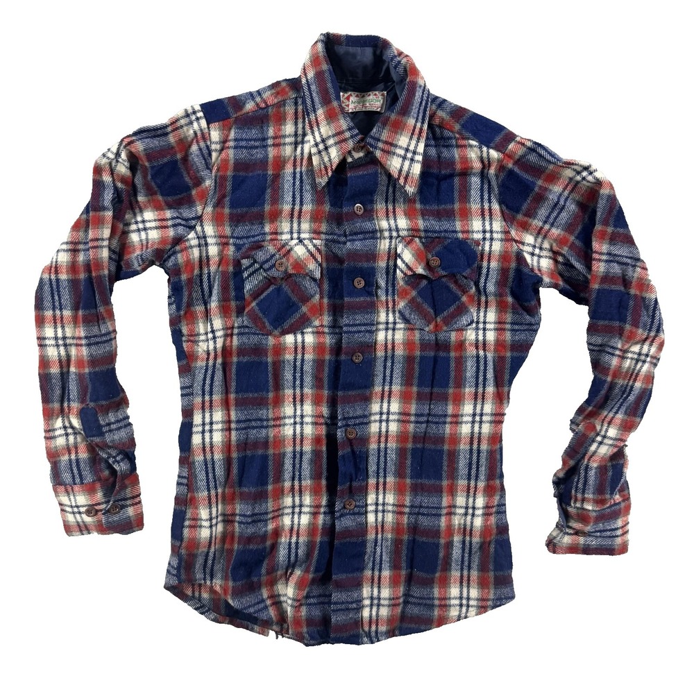 Vintage McGregor Shirt Boys 18 Blue Red Plaid Lined Flannel Button Up Winter